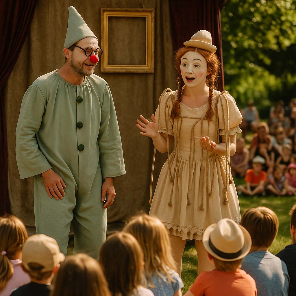 Interaktives Theaterstück für Kinder in Deutschland Szene aus dem wortlosen Stück Bla-Bla-Blase